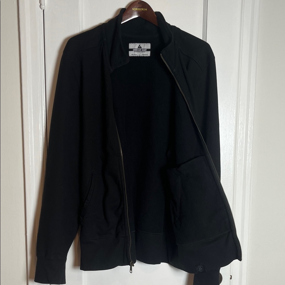 American Giant Jacket Mens Large Black Full Zip Cotton Heavyweight USA
